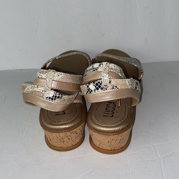 Lucca Lane Karel Leather Snake Print Platform Ankle Strap Sandals - Picture 3 of 11